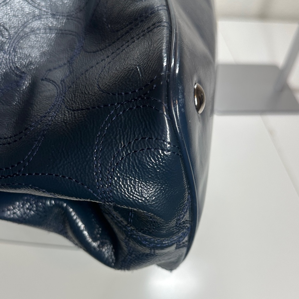 Coach Madison Navy Patent Leather Satchel Shoulder Bag - Picture 12 of 15